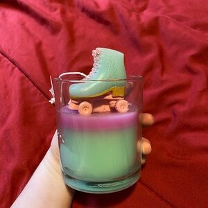 Jessica Simpson Pink and Teal Roller Skate Candle